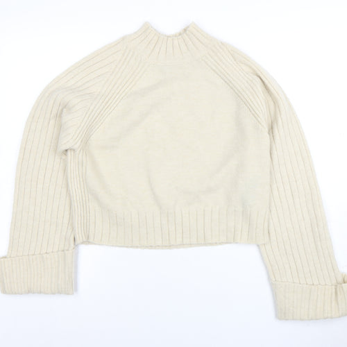 Friends Like These Women Ivory Mock Neck Ribbed Knit Jumper Size 10