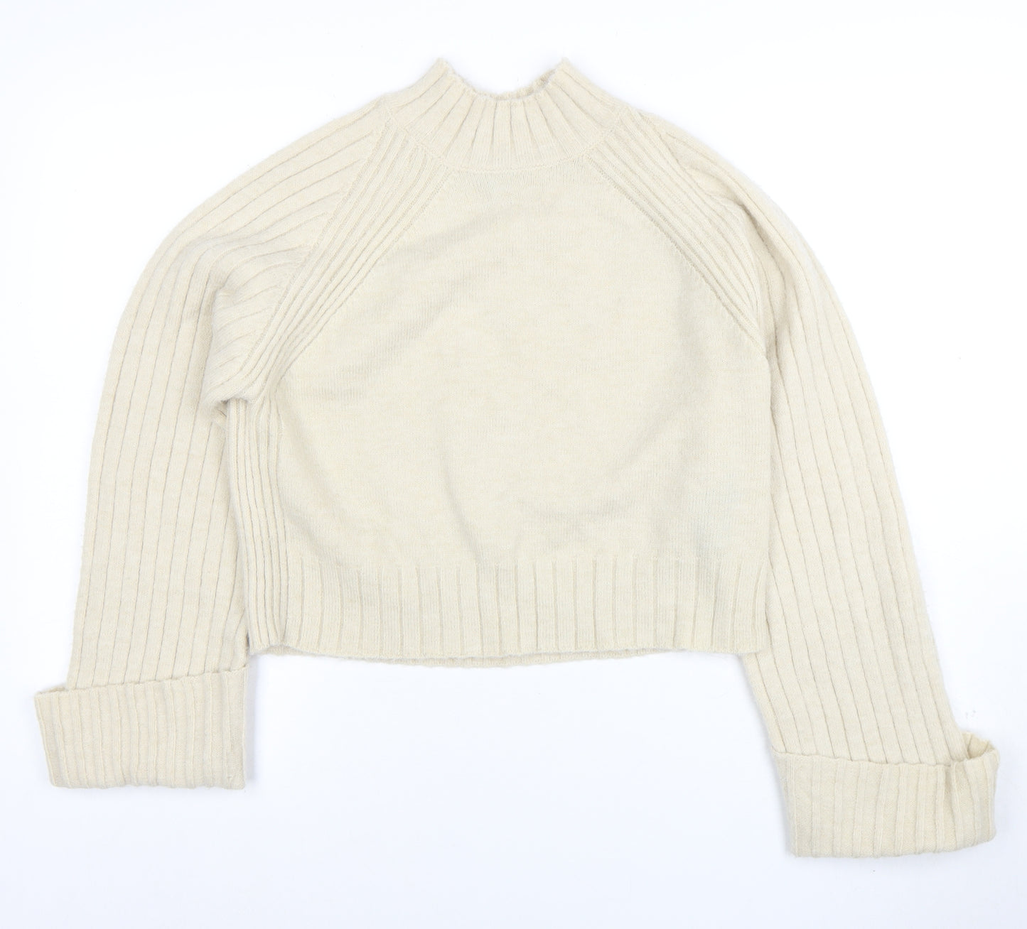 Friends Like These Women Ivory Mock Neck Ribbed Knit Jumper Size 10