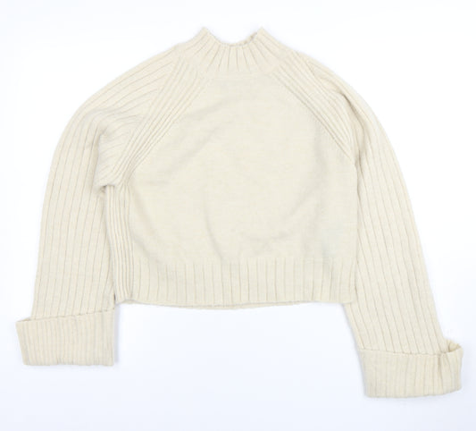 Friends Like These Women Ivory Mock Neck Ribbed Knit Jumper Size 10