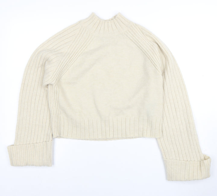 Friends Like These Women Ivory Mock Neck Ribbed Knit Jumper Size 10