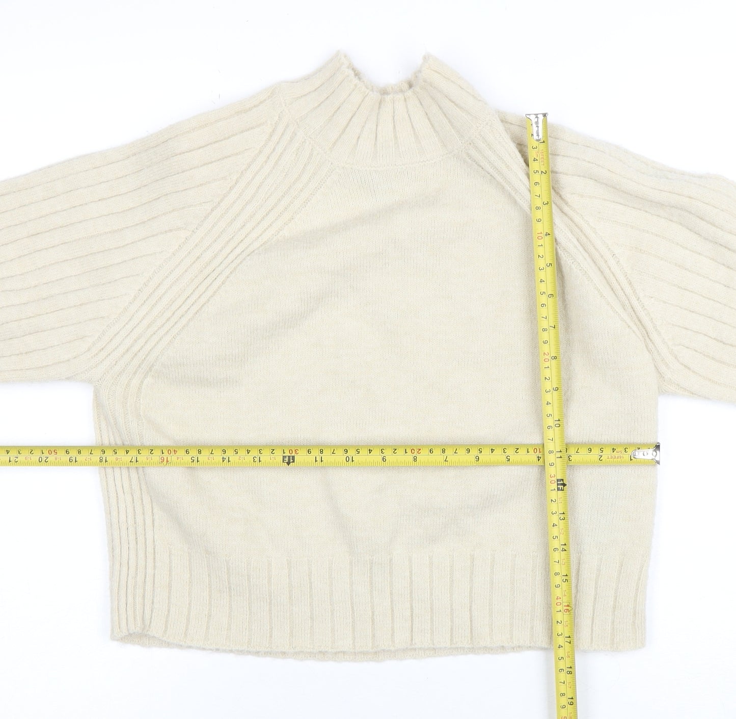 Friends Like These Women Ivory Mock Neck Ribbed Knit Jumper Size 10