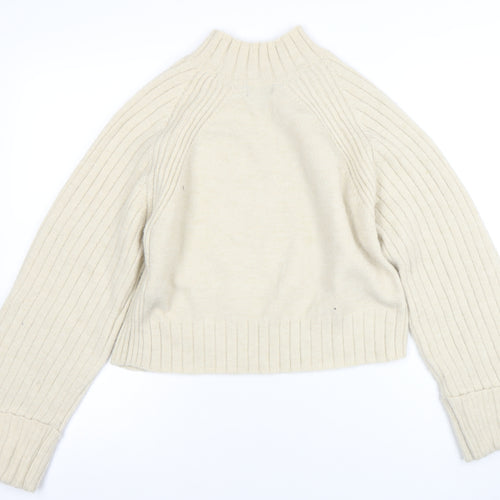 Friends Like These Women Ivory Mock Neck Ribbed Knit Jumper Size 10