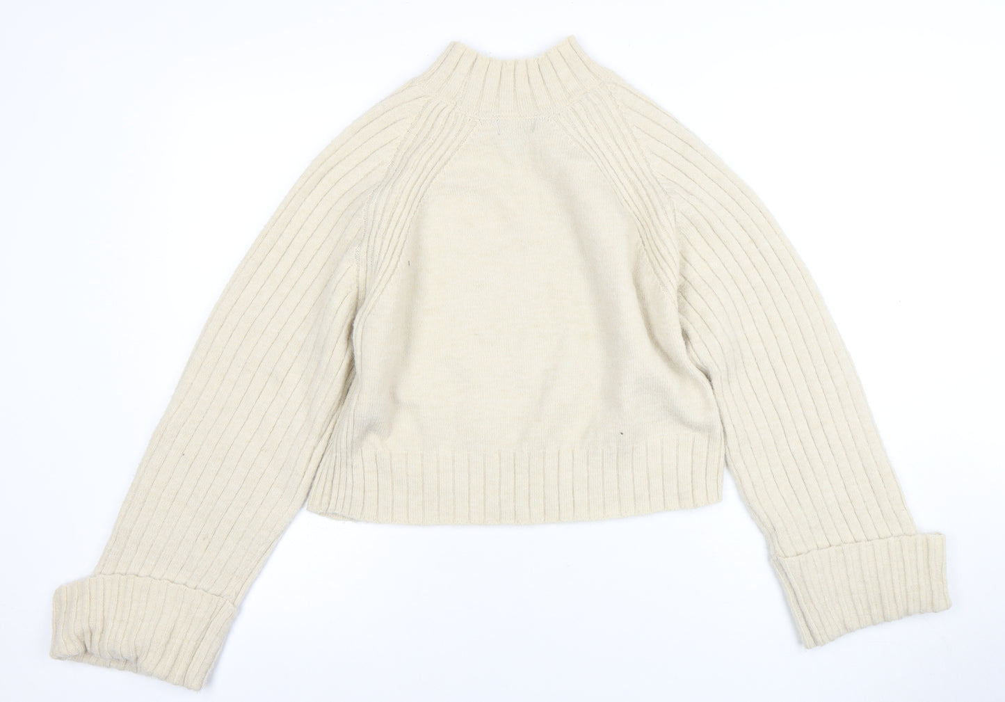 Friends Like These Women Ivory Mock Neck Ribbed Knit Jumper Size 10