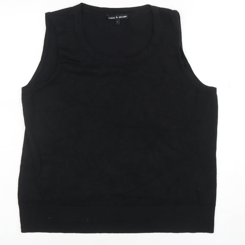 Cable & Gauge Women's Black Knit Tank Top Size L Sleeveless Scoop Neck