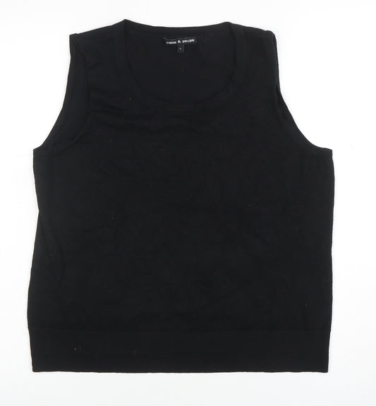Cable & Gauge Women's Black Knit Tank Top Size L Sleeveless Scoop Neck