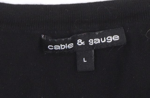 Cable & Gauge Women's Black Knit Tank Top Size L Sleeveless Scoop Neck