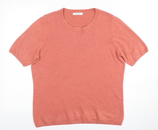 Marks and Spencer Womens Pink Cotton Short Sleeve Crew Neck Top Size 16