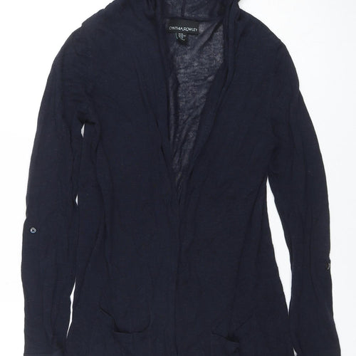 Cynthia Rowley Women's Navy Hooded Linen Blend Cardigan XS