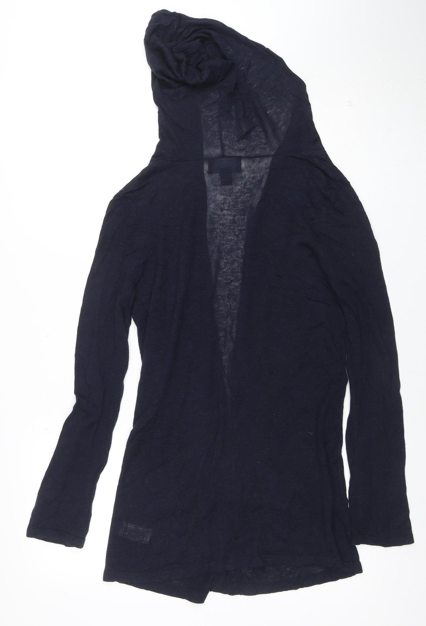 Cynthia Rowley Women's Navy Hooded Linen Blend Cardigan XS