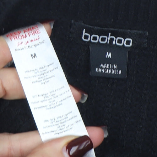 Boohoo Womens Black Knit Long Sleeve Pullover Jumper Size M