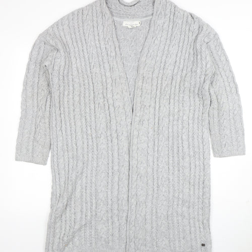L.O.G.G. Womens Grey Cable-Knit Open Cardigan Size 12
