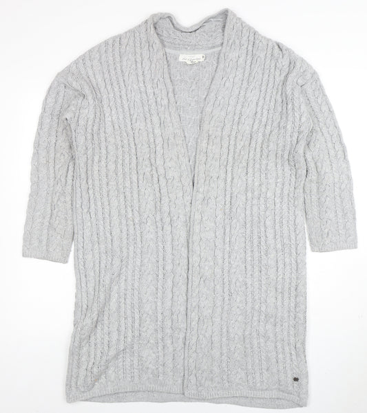 L.O.G.G. Womens Grey Cable-Knit Open Cardigan Size 12
