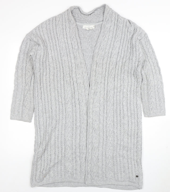 L.O.G.G. Womens Grey Cable-Knit Open Cardigan Size 12