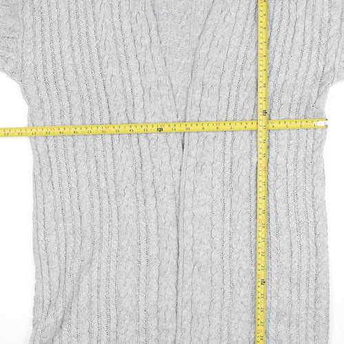 L.O.G.G. Womens Grey Cable-Knit Open Cardigan Size 12