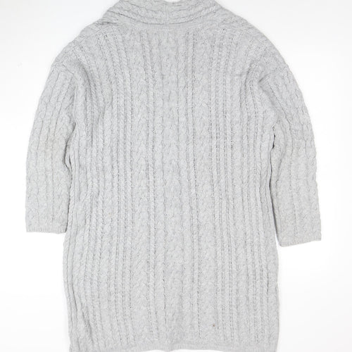 L.O.G.G. Womens Grey Cable-Knit Open Cardigan Size 12