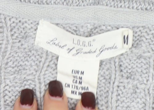 L.O.G.G. Womens Grey Cable-Knit Open Cardigan Size 12