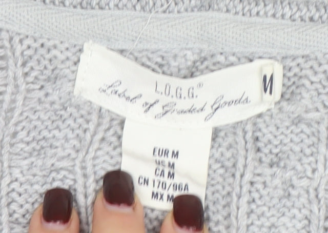 L.O.G.G. Womens Grey Cable-Knit Open Cardigan Size 12