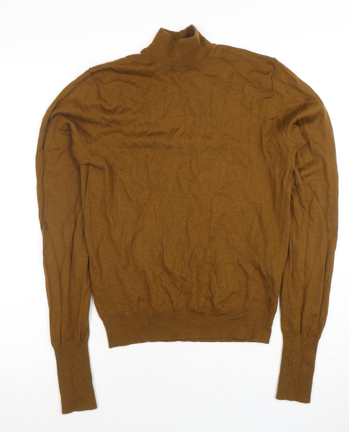 Plectrum by Ben Sherman Brown Merino Wool Mix Roll Neck Jumper S