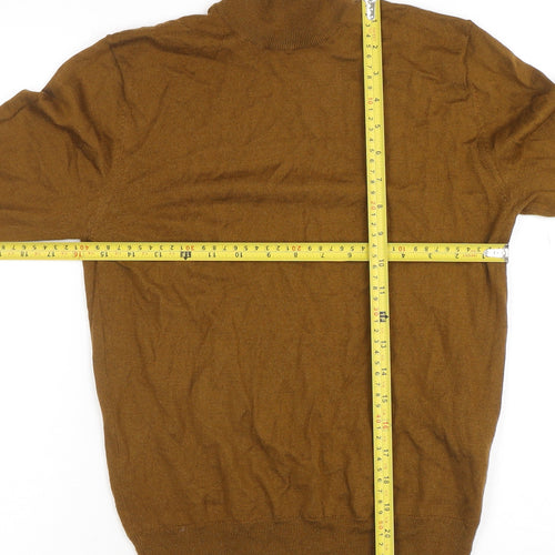 Plectrum by Ben Sherman Brown Merino Wool Mix Roll Neck Jumper S