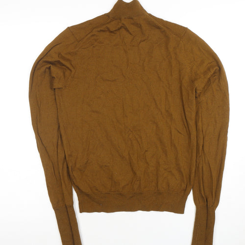 Plectrum by Ben Sherman Brown Merino Wool Mix Roll Neck Jumper S