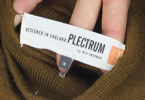 Plectrum by Ben Sherman Brown Merino Wool Mix Roll Neck Jumper S