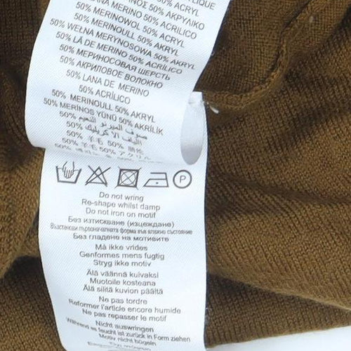 Plectrum by Ben Sherman Brown Merino Wool Mix Roll Neck Jumper S