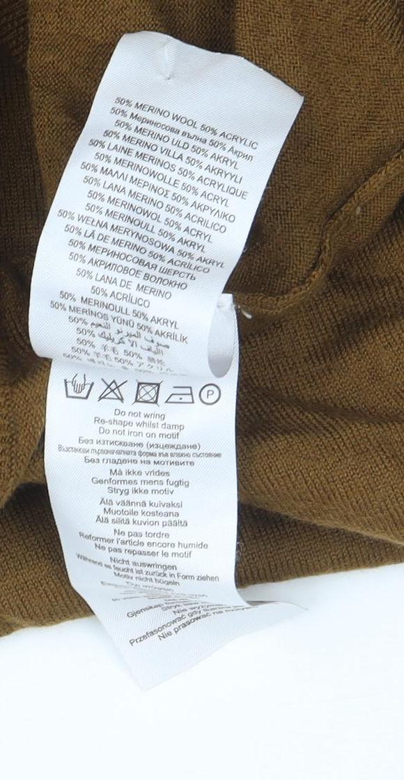 Plectrum by Ben Sherman Brown Merino Wool Mix Roll Neck Jumper S