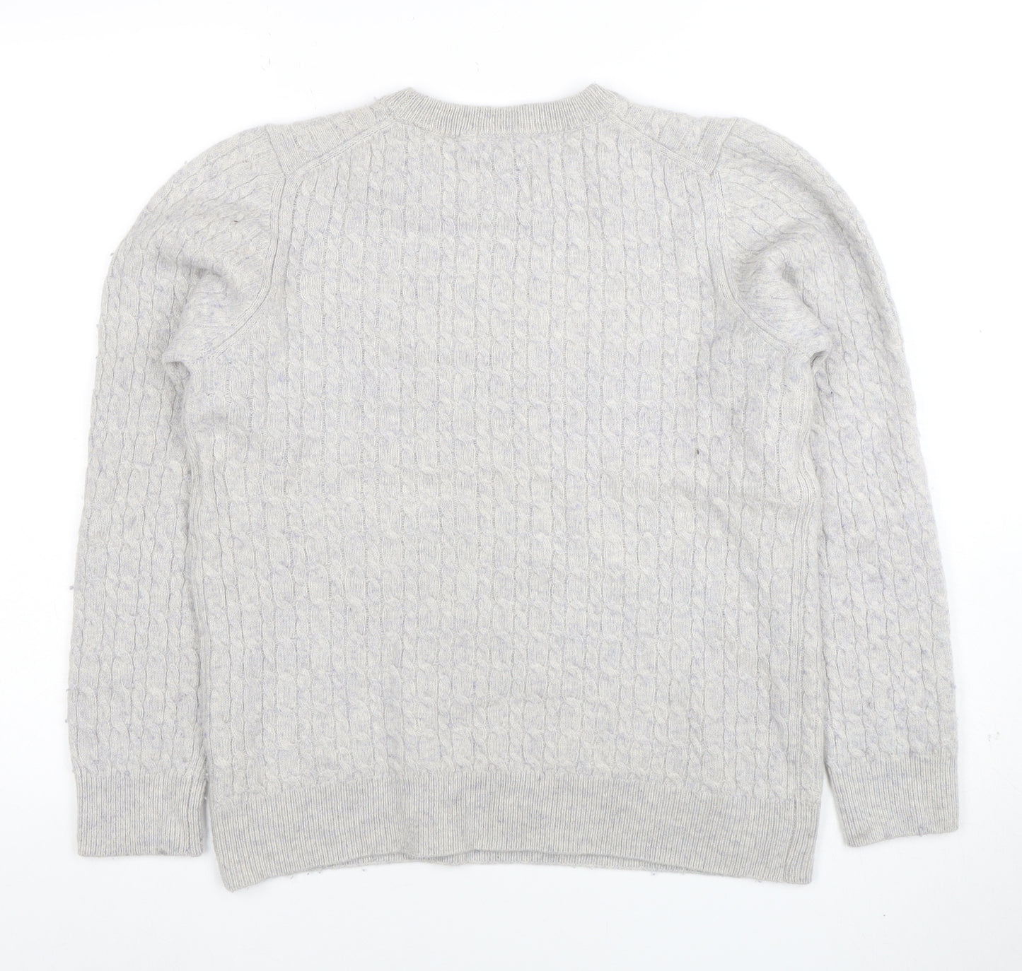 Jack Wills Womens Grey Cable-Knit Merino Wool Jumper Size 16