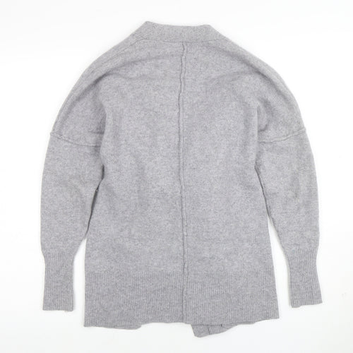 Whistles Women Grey Merino Wool Belted Cardigan Size S