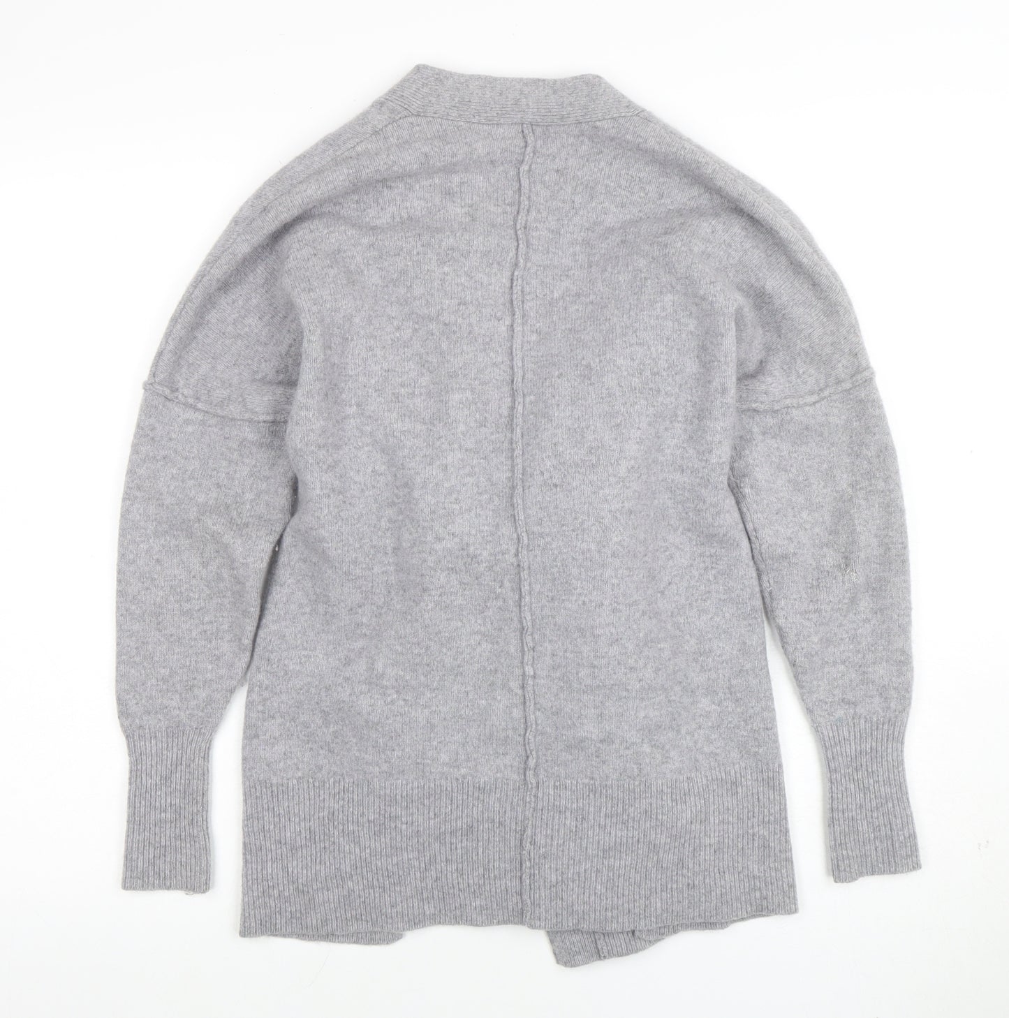 Whistles Women Grey Merino Wool Belted Cardigan Size S