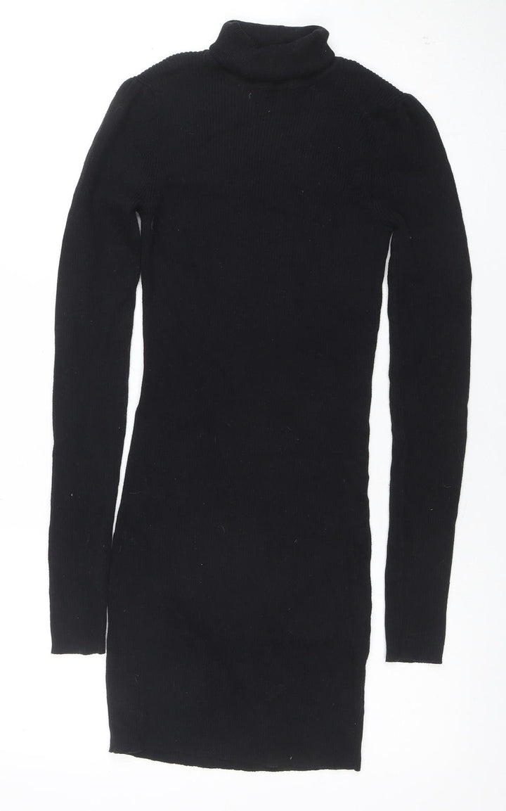 Next Women’s Black Roll Neck Bodycon Knit Dress Size 8