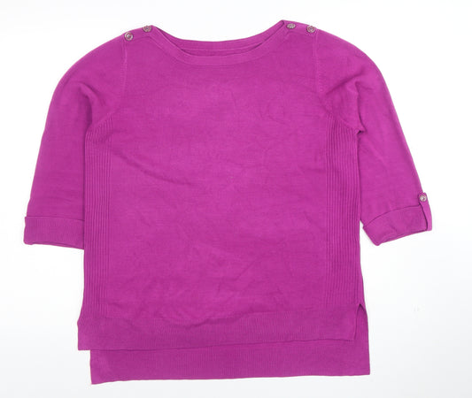BHS Womens Purple Acrylic Knit Top Size 16 3/4 Sleeve