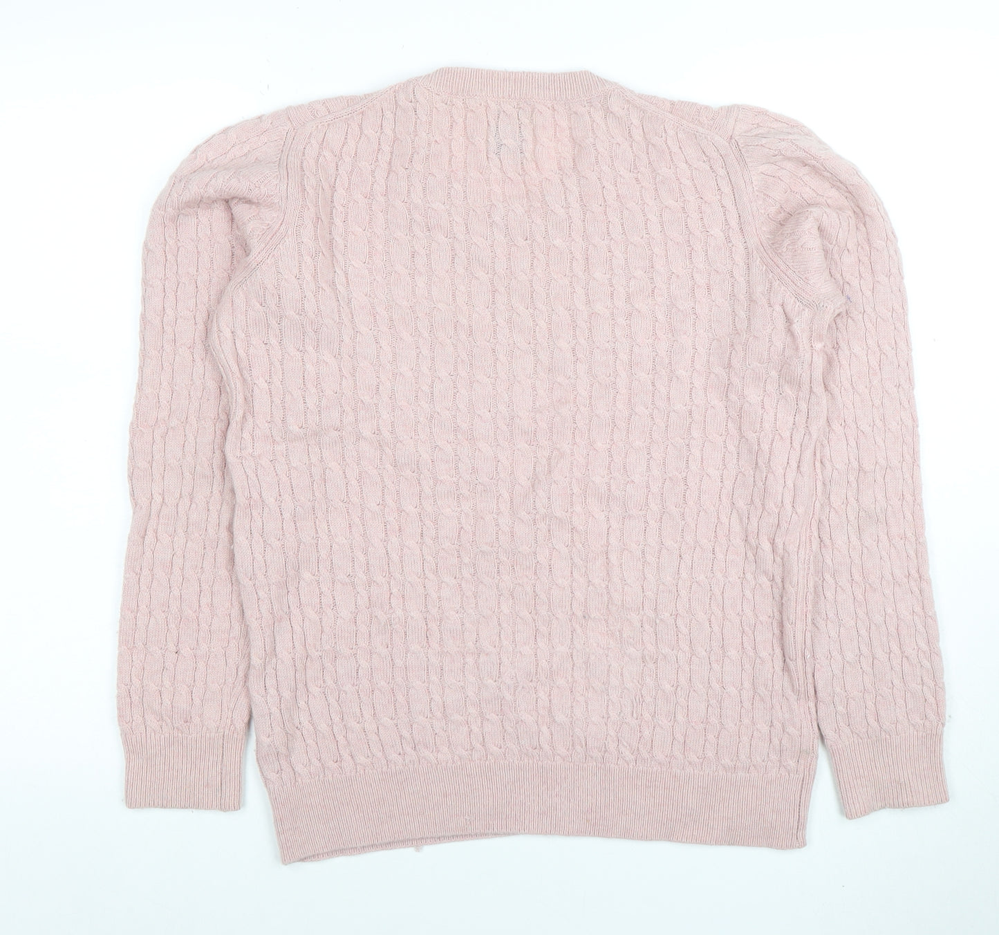Jack Wills Women's Pink Merino Wool Cable-Knit Jumper Size 16