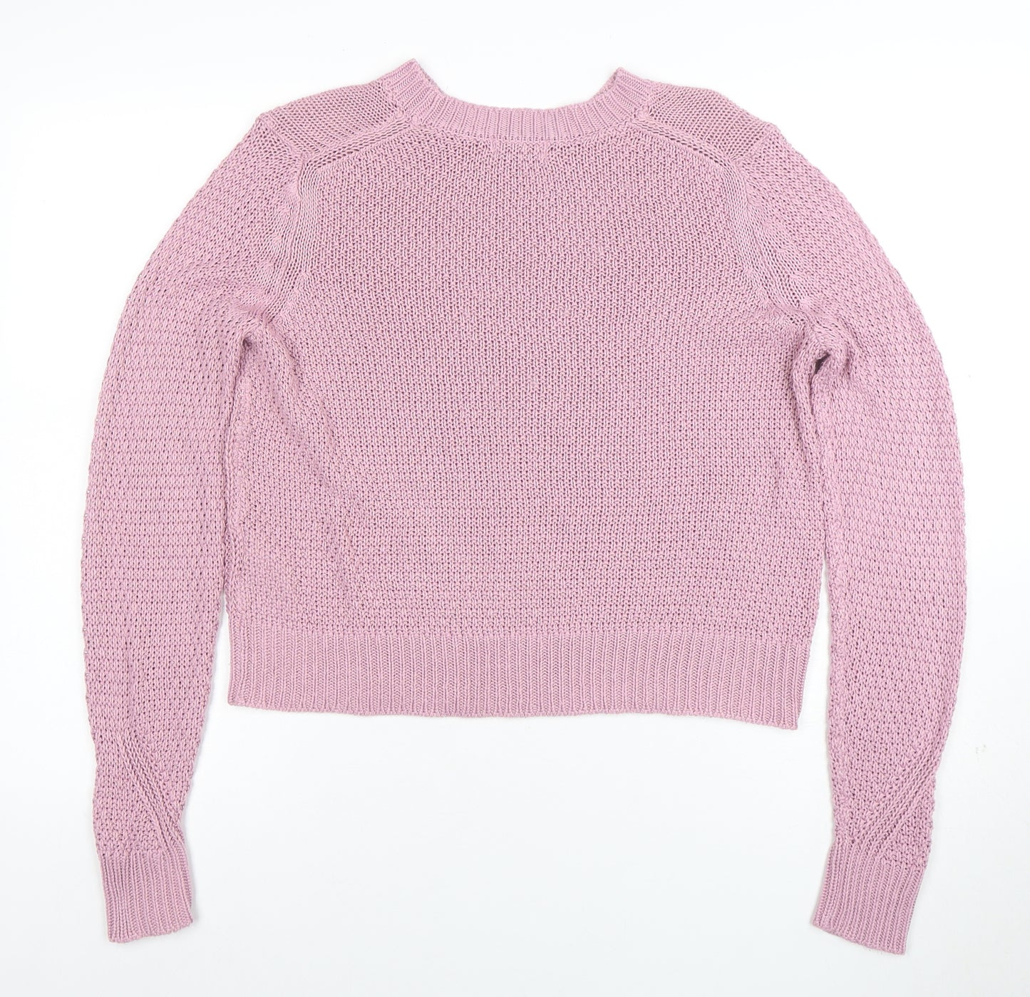 Jacqueline de Yong Women Pink Cable-Knit Jumper M Classic Crew Neck