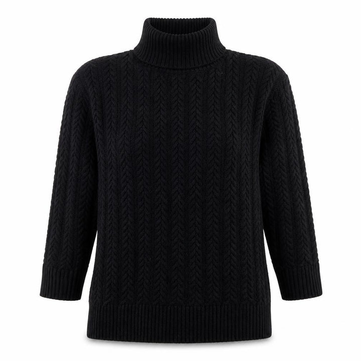 French Connection Womens Black XS Cable Knit Roll Neck Jumper