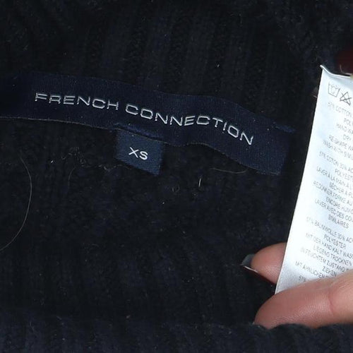 French Connection Womens Black XS Cable Knit Roll Neck Jumper