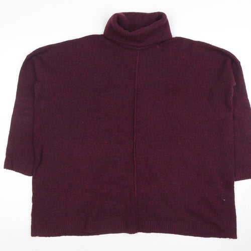 Joules Women's Purple Roll Neck Wool Alpaca Blend Relaxed Jumper Size 12