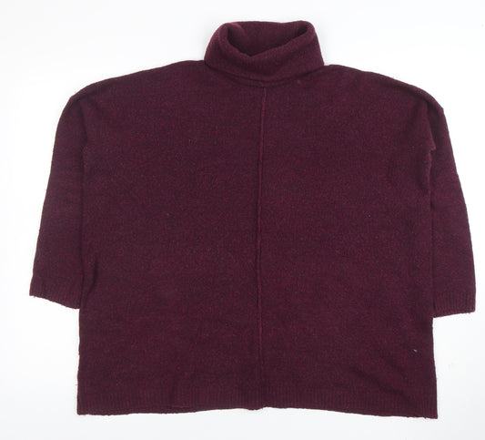 Joules Women's Purple Roll Neck Wool Alpaca Blend Relaxed Jumper Size 12