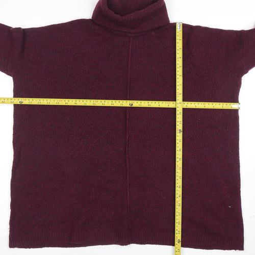 Joules Women's Purple Roll Neck Wool Alpaca Blend Relaxed Jumper Size 12