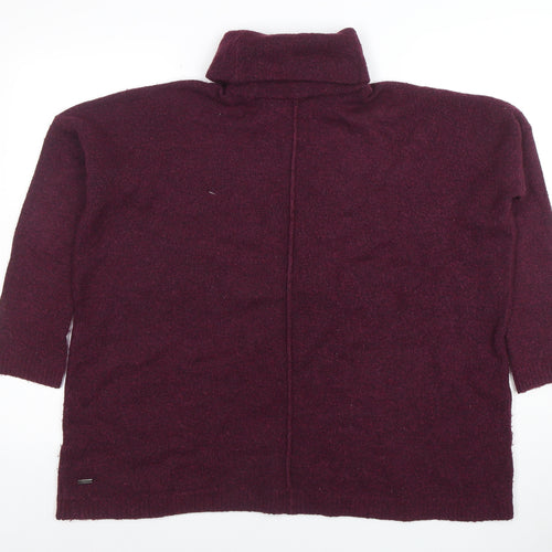 Joules Women's Purple Roll Neck Wool Alpaca Blend Relaxed Jumper Size 12