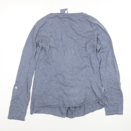 White Stuff Women's Blue Cotton Modal Scoop Neck Cardigan Size 8
