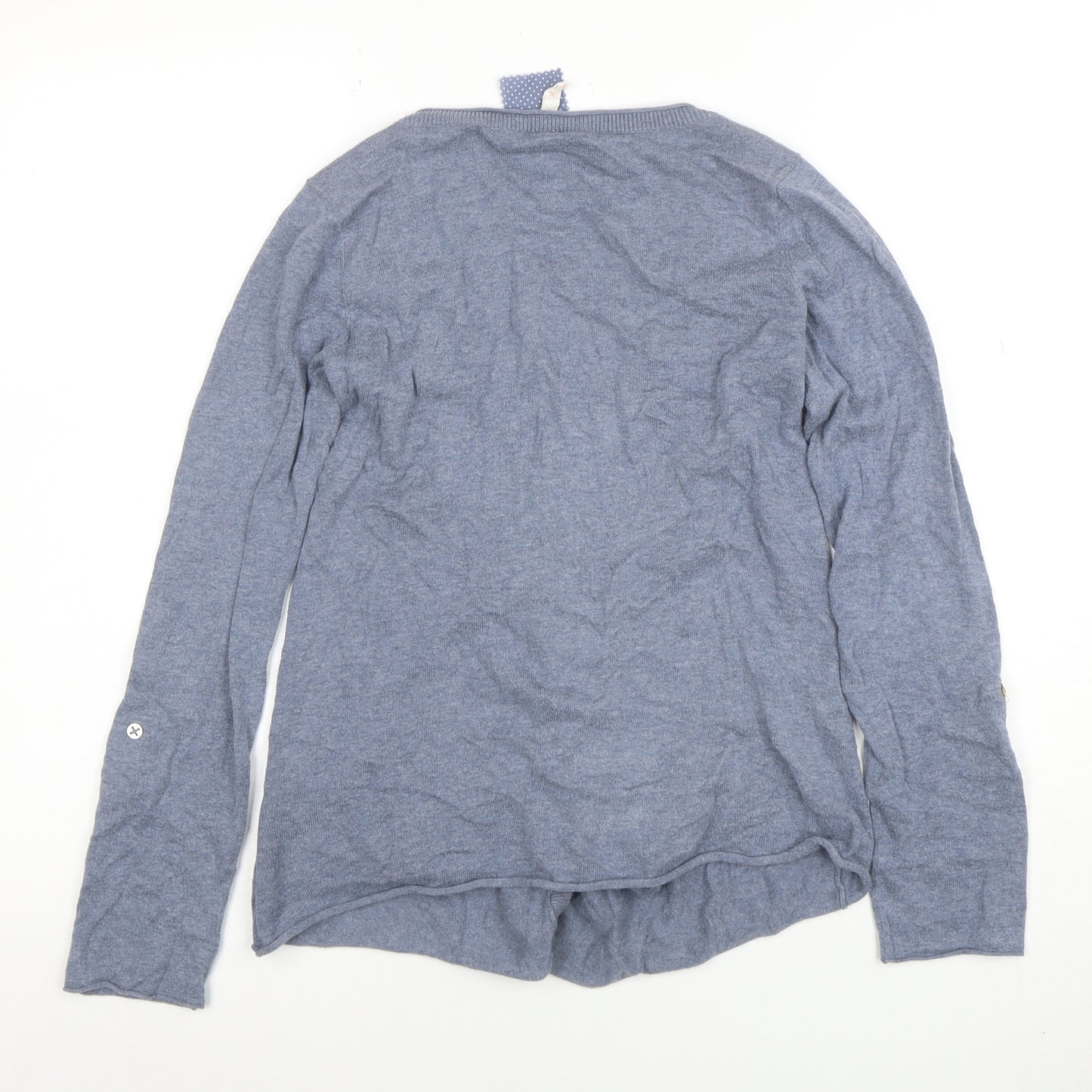 White Stuff Women's Blue Cotton Modal Scoop Neck Cardigan Size 8