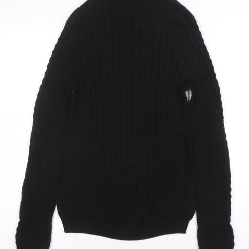ASOS Men’s Black Cable-Knit Mock Neck Jumper Size S