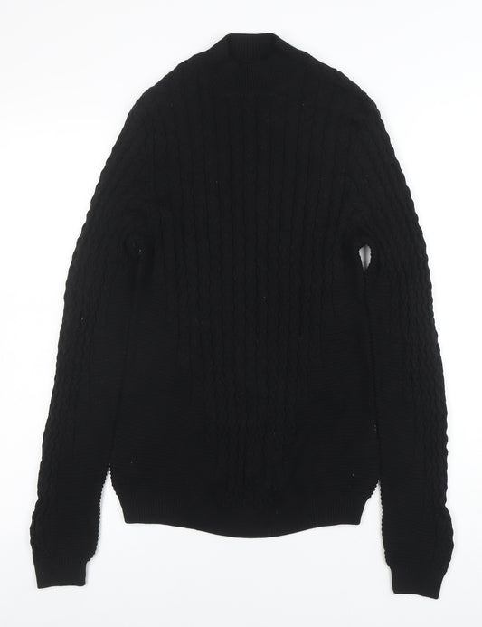ASOS Men’s Black Cable-Knit Mock Neck Jumper Size S