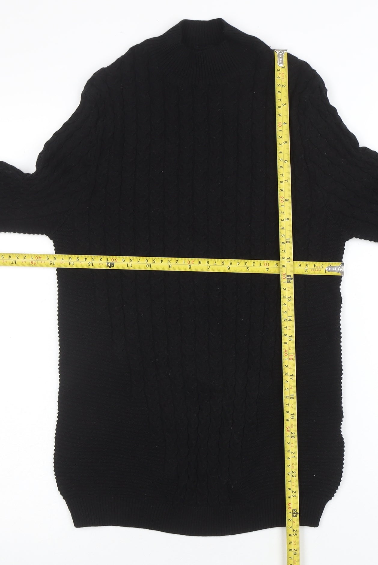 ASOS Men’s Black Cable-Knit Mock Neck Jumper Size S