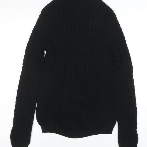 ASOS Men’s Black Cable-Knit Mock Neck Jumper Size S