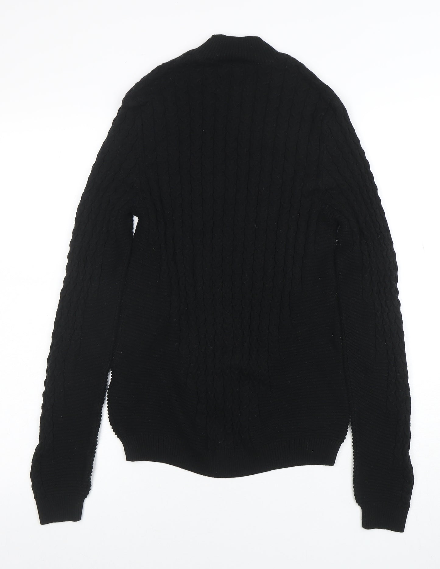 ASOS Men’s Black Cable-Knit Mock Neck Jumper Size S