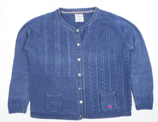 Country Rose Women's Blue Cotton Cable Knit Cardigan L
