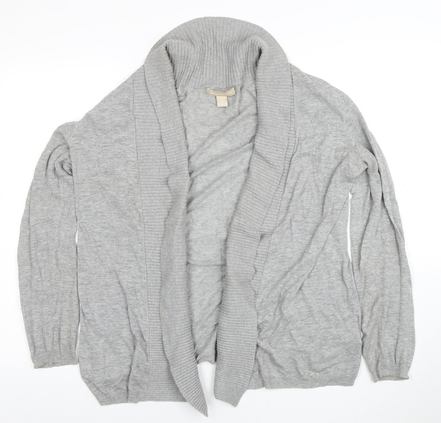 Banana Republic Women's Grey Cotton Roll Neck Cardigan Size L