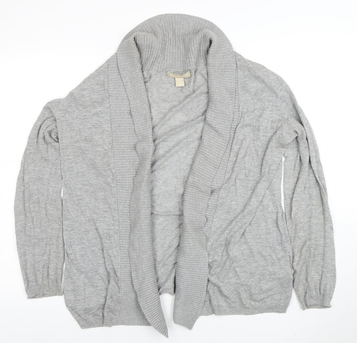 Banana Republic Women's Grey Cotton Roll Neck Cardigan Size L